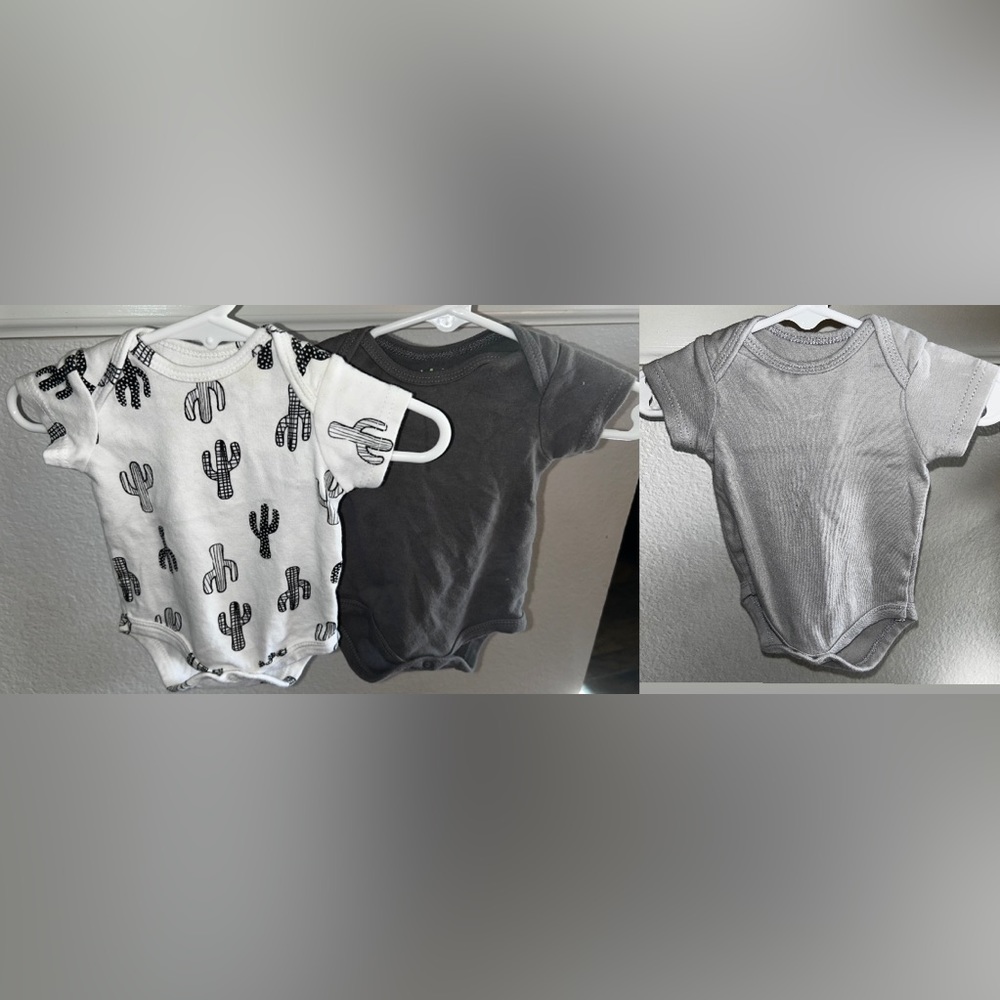 Three 0-3 month onesies